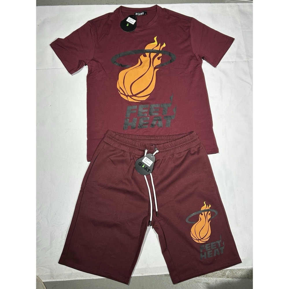Sole Goat Burgundy "Feet Heat" Tee And Shorts Size XXL NWT MSRP $100‎